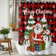 thumbnail image 4 of Christmas Santa Shower Curtain, XmasTree Snowman Snowflake Red Plaid Waterproof Fabric Shower Curtains with 12 Hooks, Bathroom Curtain Set for Bathroom Accessories Decor, 72 x 96 Inches, 4 of 9