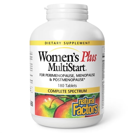 Natural Factors Women's Plus MultiStart Daily Multivitamin, Nutritional Support for Each Stage of Menopause, 180 tablets