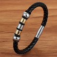 thumbnail image 1 of TYO moda acero inoxidable encanto magnético negro hombres pulsera cuero genuino trenzado Punk Rock brazaletes accesorios de joyería Tan Jianjun  unisex, 1 of 2