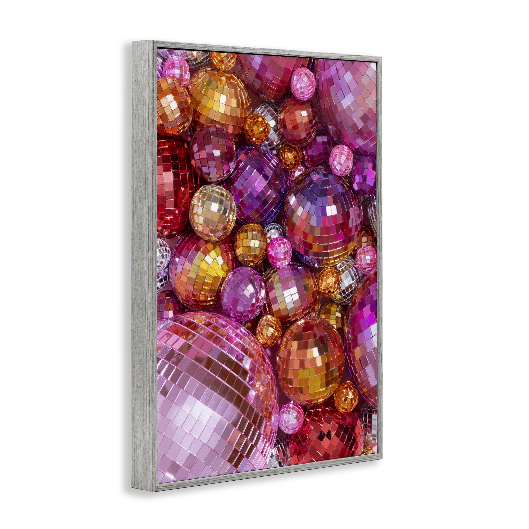 Stupell Industries Various Size Disco Balls Performing Arts Painting Gray Framed Art Print Wall Art, 12 x 18