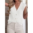 thumbnail image 7 of BTFBM Sweater Vest Women V Neck Cap Sleeve Button Down Knit Tops Spring Summer Loose Lightweight Cardigan Vests, 7 of 7