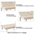 thumbnail image 5 of Naomi Home Tufted Split Back Futon Sofa Bed, Linen Couch Bed, Futon Convertible Sofa Bed with Chrome Legs, Folding, Reclining Small Convertible Couch, Futon Couches for Living Room Cream, 5 of 17