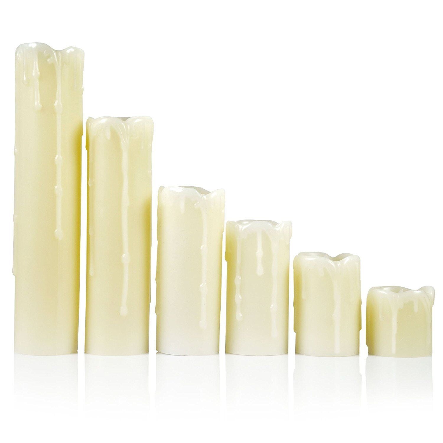 Halloween 6pcs Timer Flickering Flameless 2"-9" LED Pillar Candles Realistic