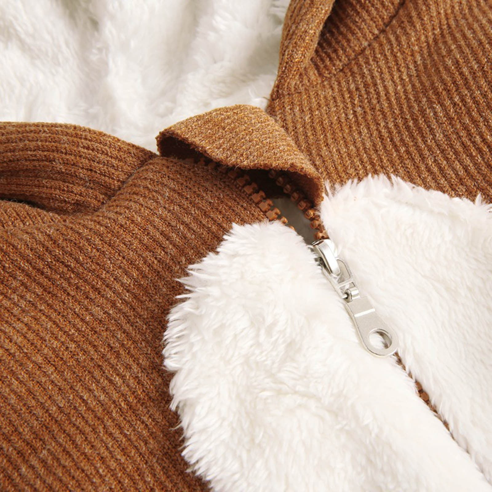 Riecok Winter Baby Clothes Fleece Thick Onesie Cute Rabbit Ears Hooded Winter Infant Clothes Coffee 0 Months