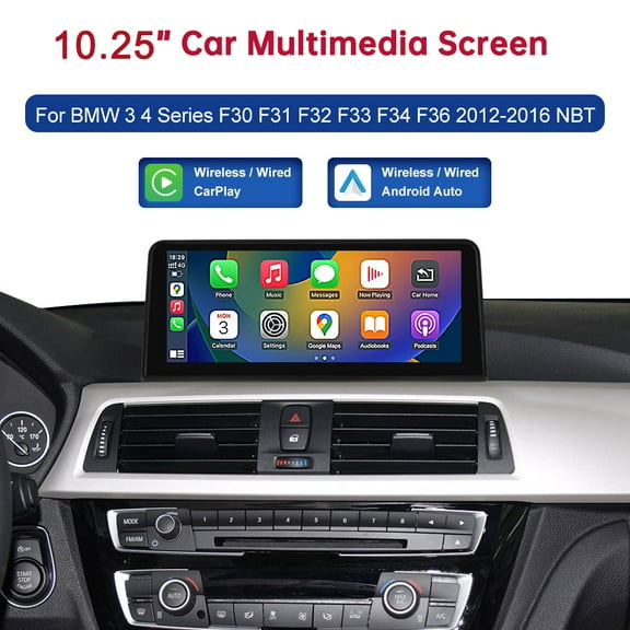 10.25 inch Car Screen Multimedium for  BMW 3&4 Series F30 F31 F32 F33 F34 F36 2012-2016 With NBT System Car TouchScreen Wireless CarPlay Android Auto Car Stereo Multimedia Radio Receiver Blue