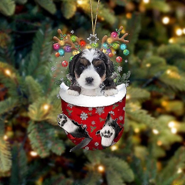 Adorno navideño de perro, letrero colgante de madera para árbol de Navidad, estatuas, decoraciones, colgante, regalo
