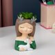 thumbnail image 1 of Maceta Maceta de plantas suculentas, figuritas de niña de dibujos animados, jarrón de bonsái, decoración (verde) Wdftyju Libre de BPA, 1 of 4