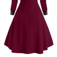 thumbnail image 4 of QLEICOM 1950's Dresses for Women Vintage, Gothic Plaid Panel Hooded Button Dress, Formal Stretch Slim High Waist Swing Dress, Audrey Hepburn Style Party Dresses Wine M, 4 of 4
