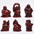 thumbnail image 4 of Feng Shui 2 Po Résine Rouge Laughing Buddha Statue Figurines Ensemble de 6 BS001, 4 of 7