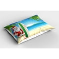 thumbnail image 2 of Ambesonne Christmas Pillow Sham 2 Pack, Santa with Surfboard, 36"x20", Blue Green, 2 of 3