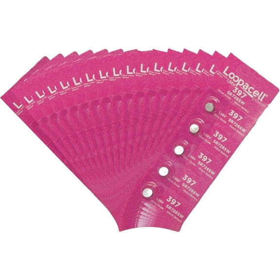 LOOPACELL 100 Pack 397 Watch Electronics Batteries 1.55 Volt Silver Oxide Coin Button Wholesale Pack