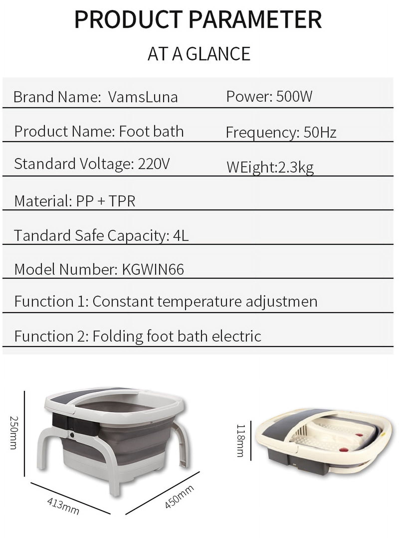 Folded Foot Bath Spa Massager - Heating & Bubble Wave - All in One Pedicure Machine Set for Relaxation & Red Light Therapy