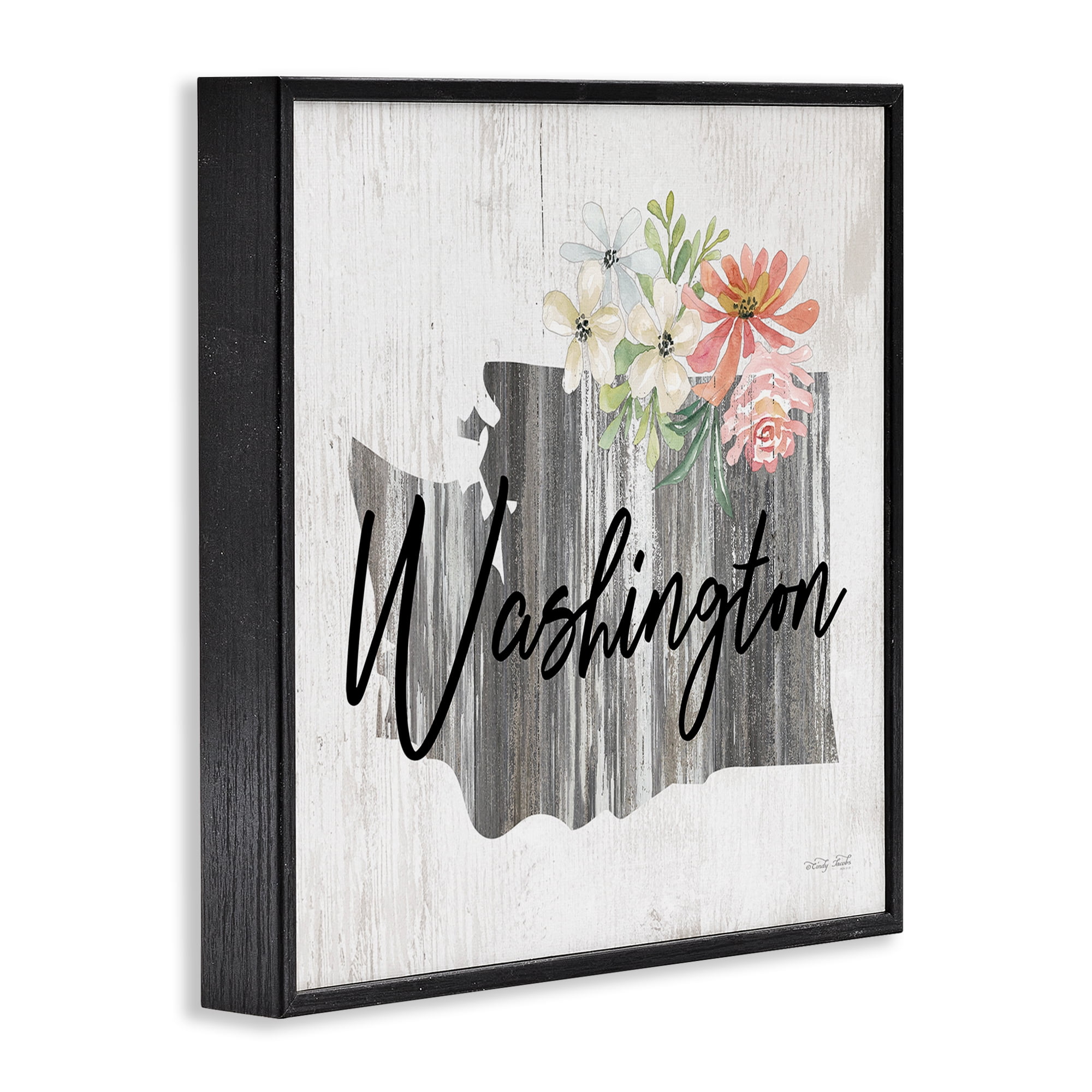 Stupell Industries Shabby Chic Washington Botanical & Floral Painting Black Framed Art Print Wall Art, 12 x 12
