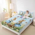 thumbnail image 3 of Erosebridal Happy Rabbit Kid Full Size Sheets, Easter Eggs Animal Bed Sheets, Blue, 4pcs, 3 of 5