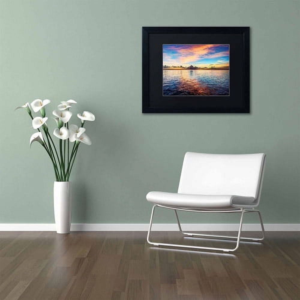 Trademark Fine Art "Caribbean Sunset" Canvas Art by David Ayash, Black Matte, Black Frame