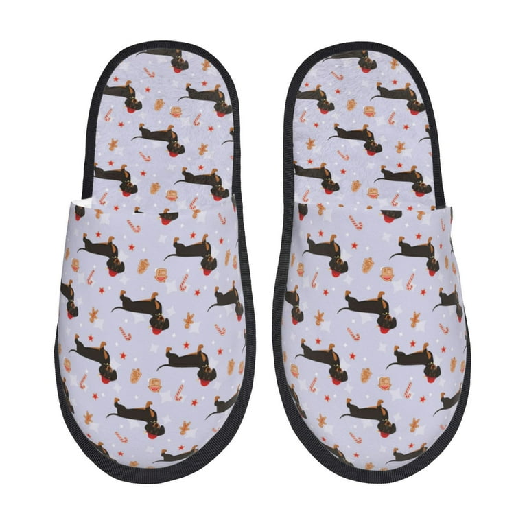 KLL Dachshund Dog Slippers for Women Men House Slip on Indoor