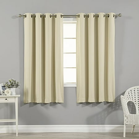 - Quality Home Thermal Insulated Blackout Curtains - Antique Bronze Grommet Top - Beige - 52