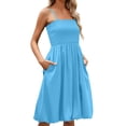 thumbnail image 5 of Dresses for Women 2026 Casual Spring Solid Color Slim Shoulder Strap Bohemian Bag MIDI Skirt Fashion Beach Vacation Clothes, 5 of 8