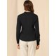 thumbnail image 5 of Allegra K Camisa de manga larga con cuello en V y volante con botones para mujer, tops casuales de cambray Negro XL, 5 of 6