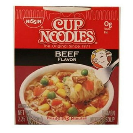 - Nissin Cup O'Noodles Ramen Noodle Soup, Beef Flavor, 2.25-Ounce (Pack of 12)