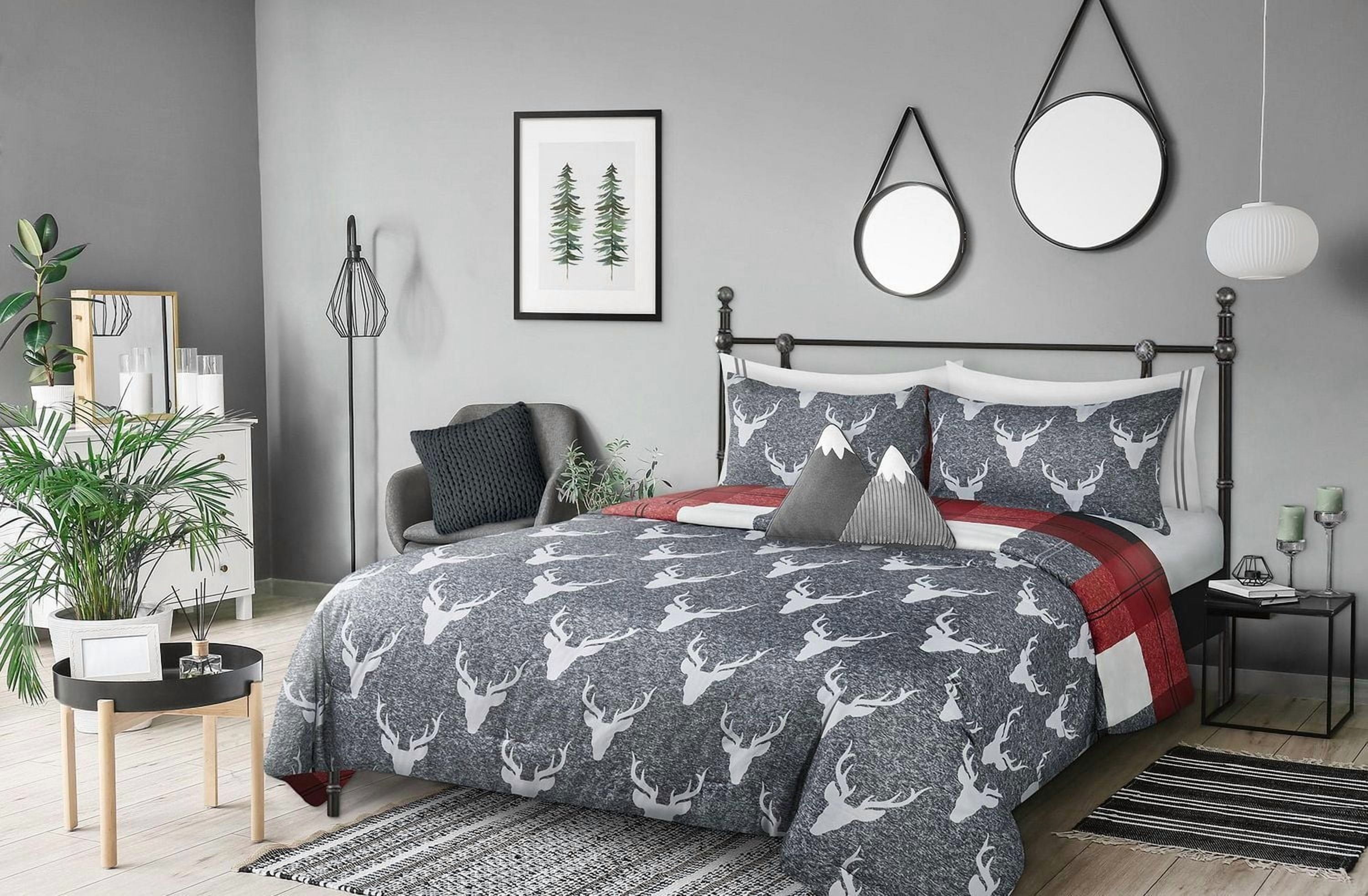 Safdie & Co. Luxury Premium Microfiber Reversible Comforter 3 Piece Set King Winter Plaid