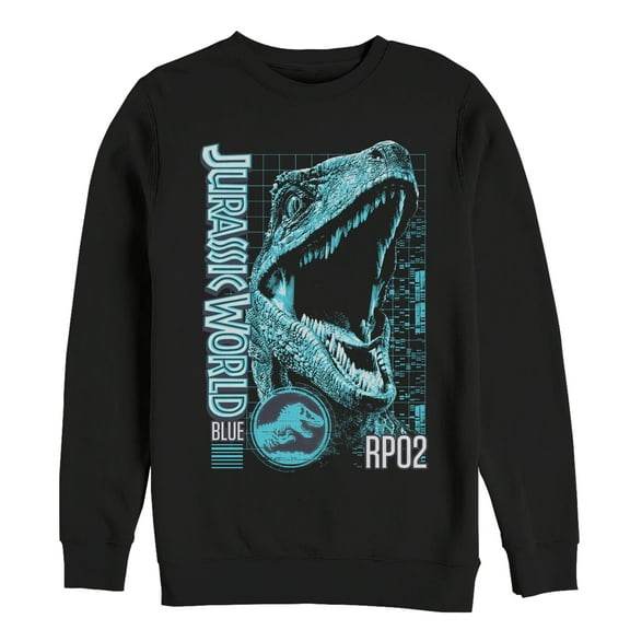 Men's Jurassic World: Fallen Kingdom Blue Portrait  Sweatshirt Black 2X Large