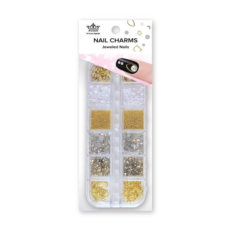 PUEEN Multi-Shape Nail Charms, Gold & Silver photo 2