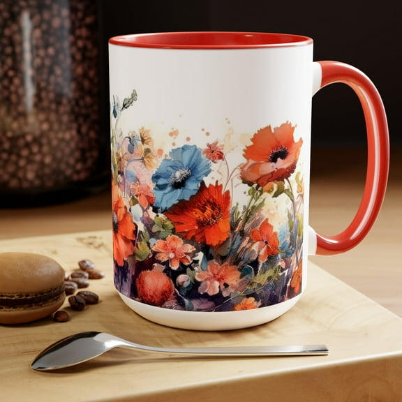 GCO Large Floral Coffee Mug 15oz Ceramic Tea Cup Gift For Mom