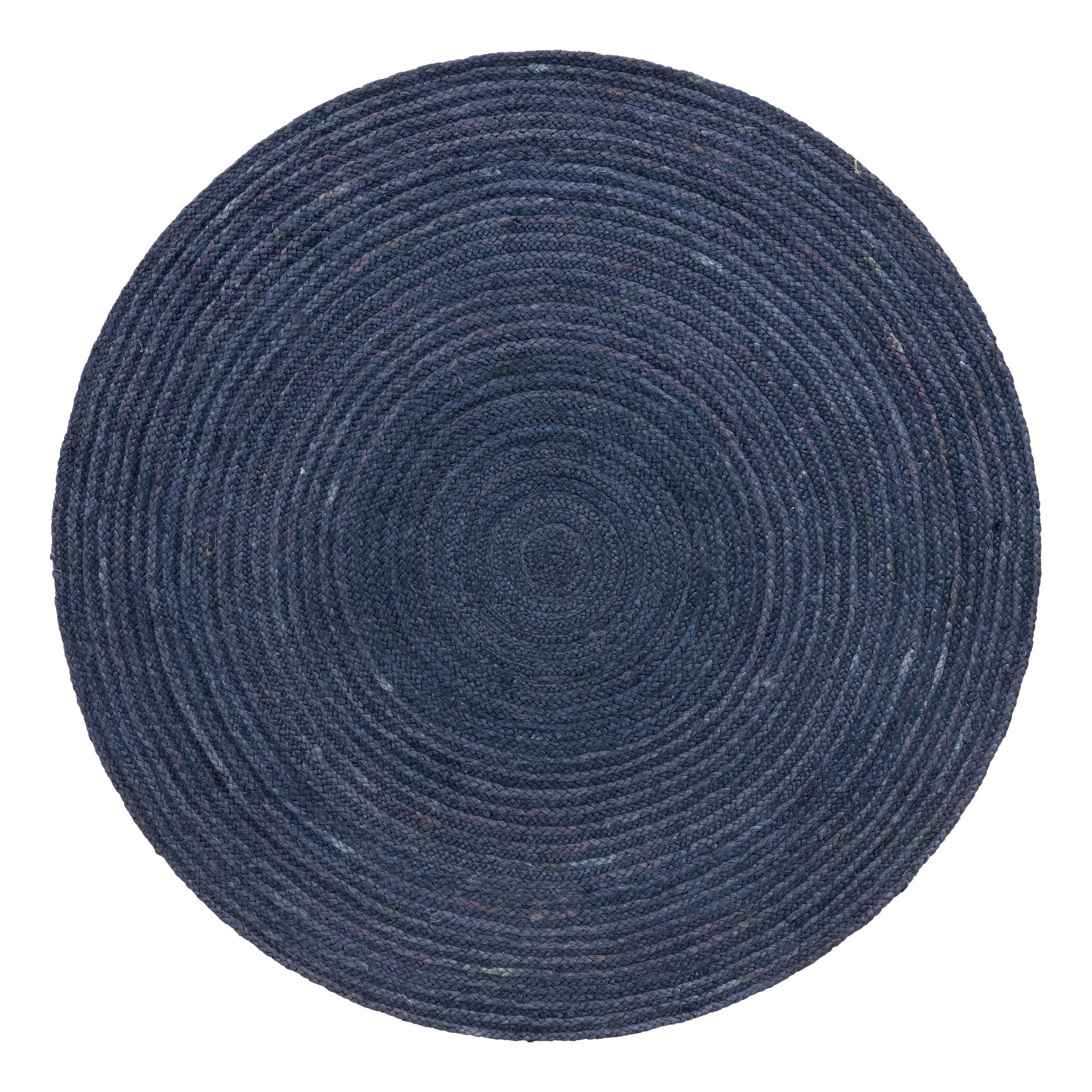 Unique Loom Braided Jute Collection Area Rug - Dhaka (5' 1" Round Navy Blue)