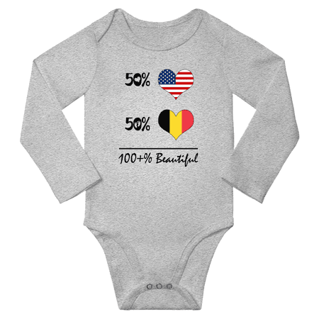 

50% Belgian + 50% American = 100+% Beautiful Baby Long Sleeve Romper (Gray 12 Months)