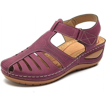 

Summer Sandals for Women 2023 Wedge Flip Flops Breathable Ankle Strap Closed Toe Comfortable Orthopedic Shoes