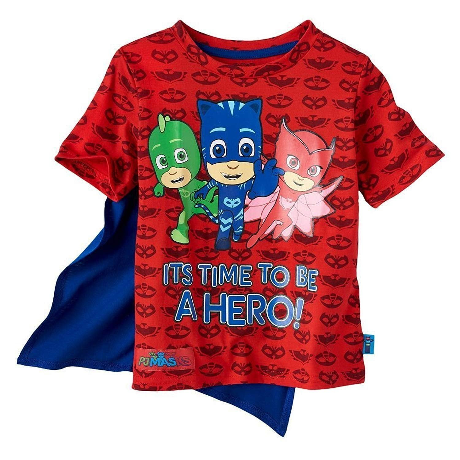 PJMASKS PJ Masks Boys Caped Shirt Catboy, Owlette, Gekko Short Sleeve