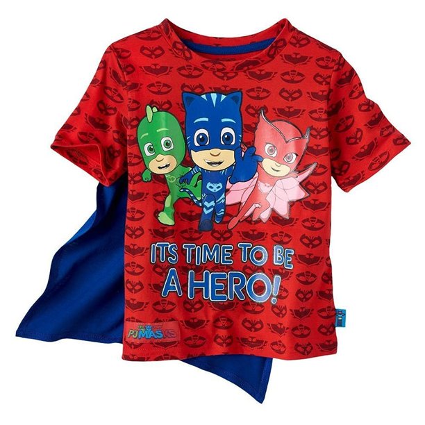PJMASKS PJ Masks Boys Caped Shirt Catboy, Owlette, Gekko Short Sleeve