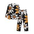 thumbnail image 1 of Fotbe Yellow White Daisy Pattern Pijama de Hombre con Estampado de Manga Larga, Conjunto de 2 Piezas, Ropa de Dormir Suave y Cómoda con Bolsillos-Small, 1 of 7