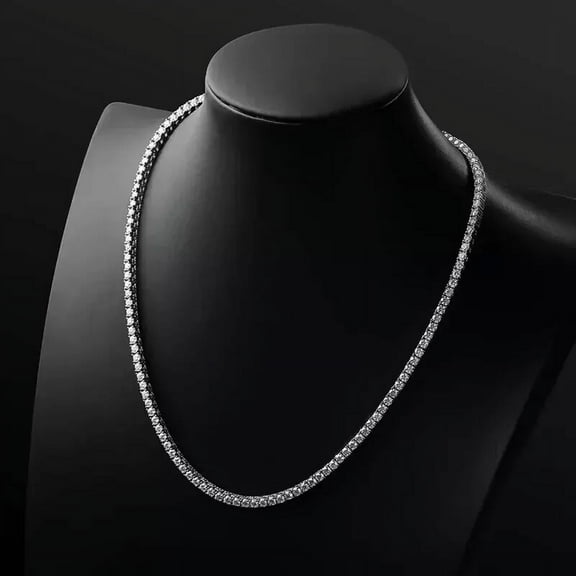 3mm Lab Created Diamond Tennis Chain Necklace for Women Man 925 Sterling Silver.