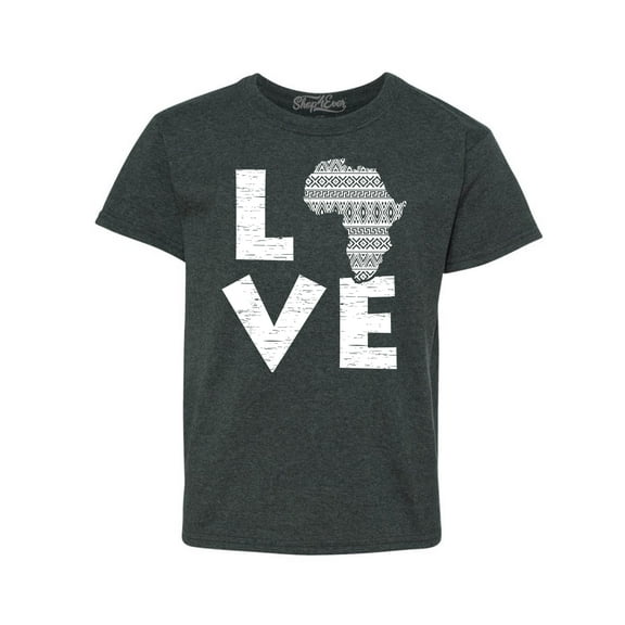 Shop4Ever Kids Love Africa Graphic Child's Youth T-Shirt Large Dark Heather