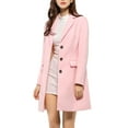 thumbnail image 6 of Unique Bargains Women's Notched Lapel Single Breasted Outwear Long Coat L Pink, 6 of 8