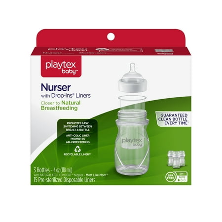 UPC: 0078300051978 | Playtex Baby Nurser with Drop-Ins Liners Baby Bottles  4 Oz  3 Pk