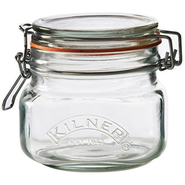 Kilner Square Clip Top Jar, Durable Glass Container with Airtight Seal for Homecanning
