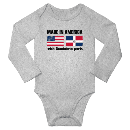 

Made in America With Dominican Parts Baby Long Sleeve Bodysuit (Gray 24 Months)