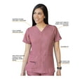 thumbnail image 3 of Adar Pro Heather Breakthrough Plus Scrub Set For Women - Enhanced V-Neck Top & Multi Pocket Pants - 4400H - Heather Wine - S, 3 of 7