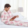 thumbnail image 4 of Mens Pajamas Set, Cartoon Pig Button Down Long Sleeve Loungewear Sleepwear Pjs sets for Men, 4 of 5