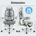 thumbnail image 2 of Hramk Ergonomic Office Desk Chair with Footrest, All-Mesh Reclining Computer Gaming Chair with Adjustable Backrest, Adjustable Seat Depth, Adaptive Lumbar Support, 350lb, Light Gray, 2 of 8