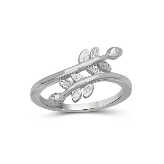 JewelersClub Sterling Silver Leaf Friendship Ring for Women | Dainty Sterling Silver Promise Ring For Women | Stackable Silver Open Band Olive Branch Ring For Women