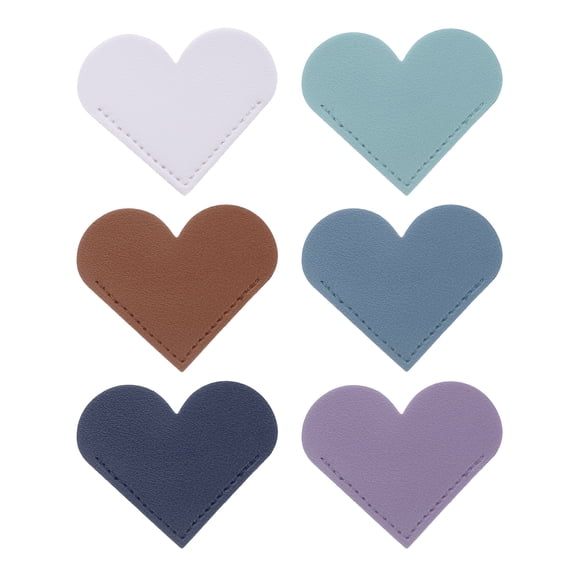 Uxcell 6Pcs Marcadores de Corazón de Cuero, Marcadores de Esquina, Clips de Página Lindos, 6 Colores
