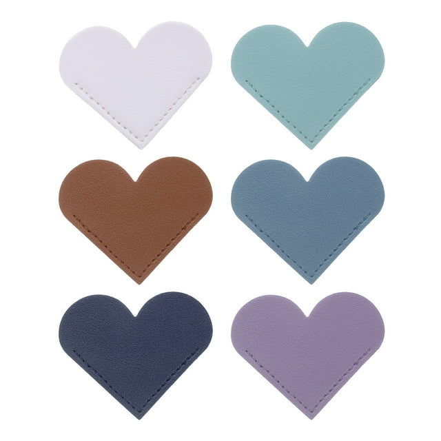 Uxcell 6Pcs Marcadores de Corazón de Cuero, Marcadores de Esquina, Clips de Página Lindos, 6 Colores