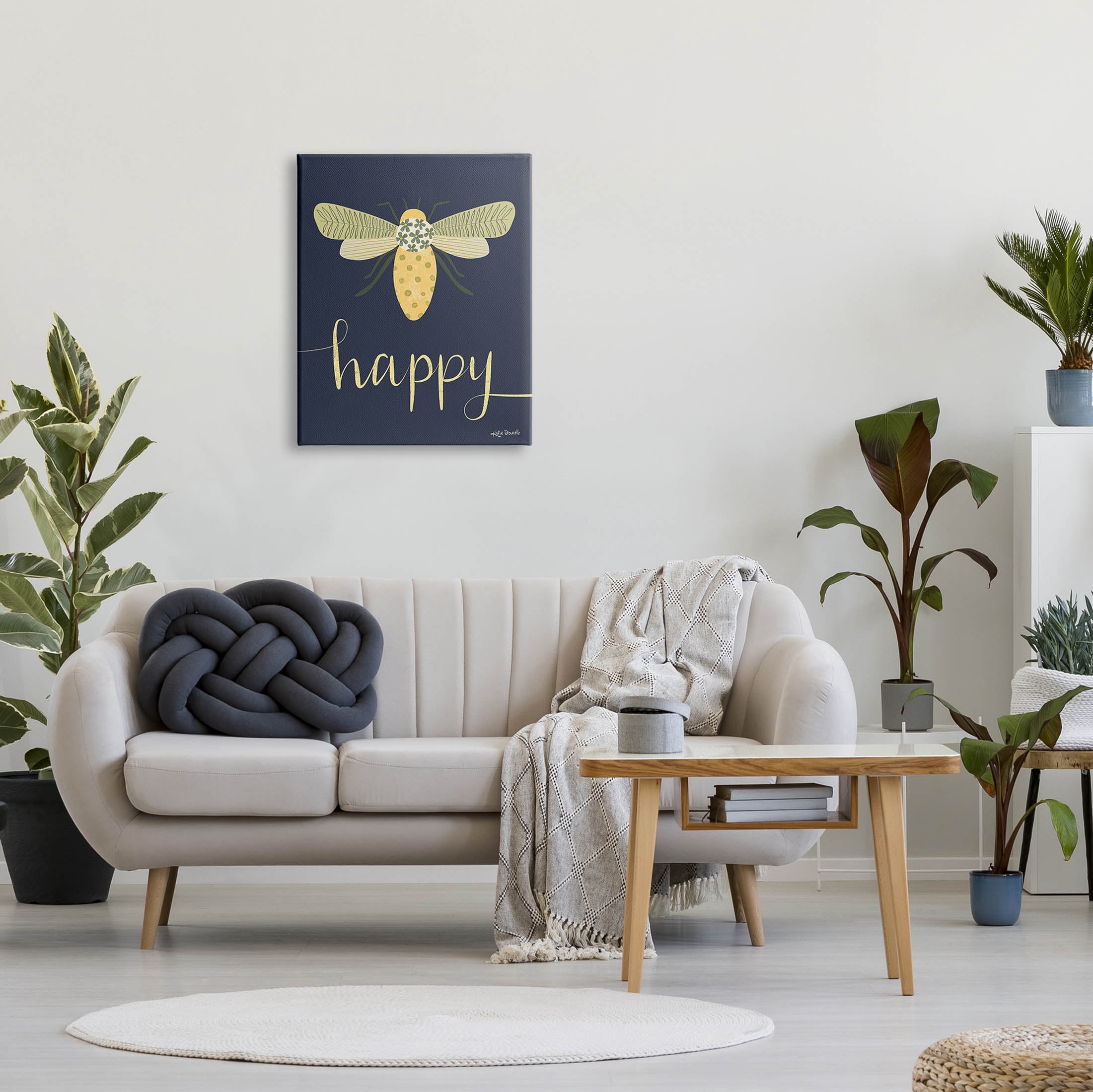 Stupell Industries Happy Patterned Insect Bug Calligraphy Graphic Art Gallery Wrapped Canvas Print Wall Art, Design by Katie Doucette