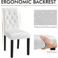 thumbnail image 6 of Hyxoo Faux Leather Dining Chairs, Button Tufted Dining Room Chairs with Rubber Wood Legs, Mid-Century Accent Dinner Chair for Living Room/Kitchen, Set of 2，White, 6 of 11