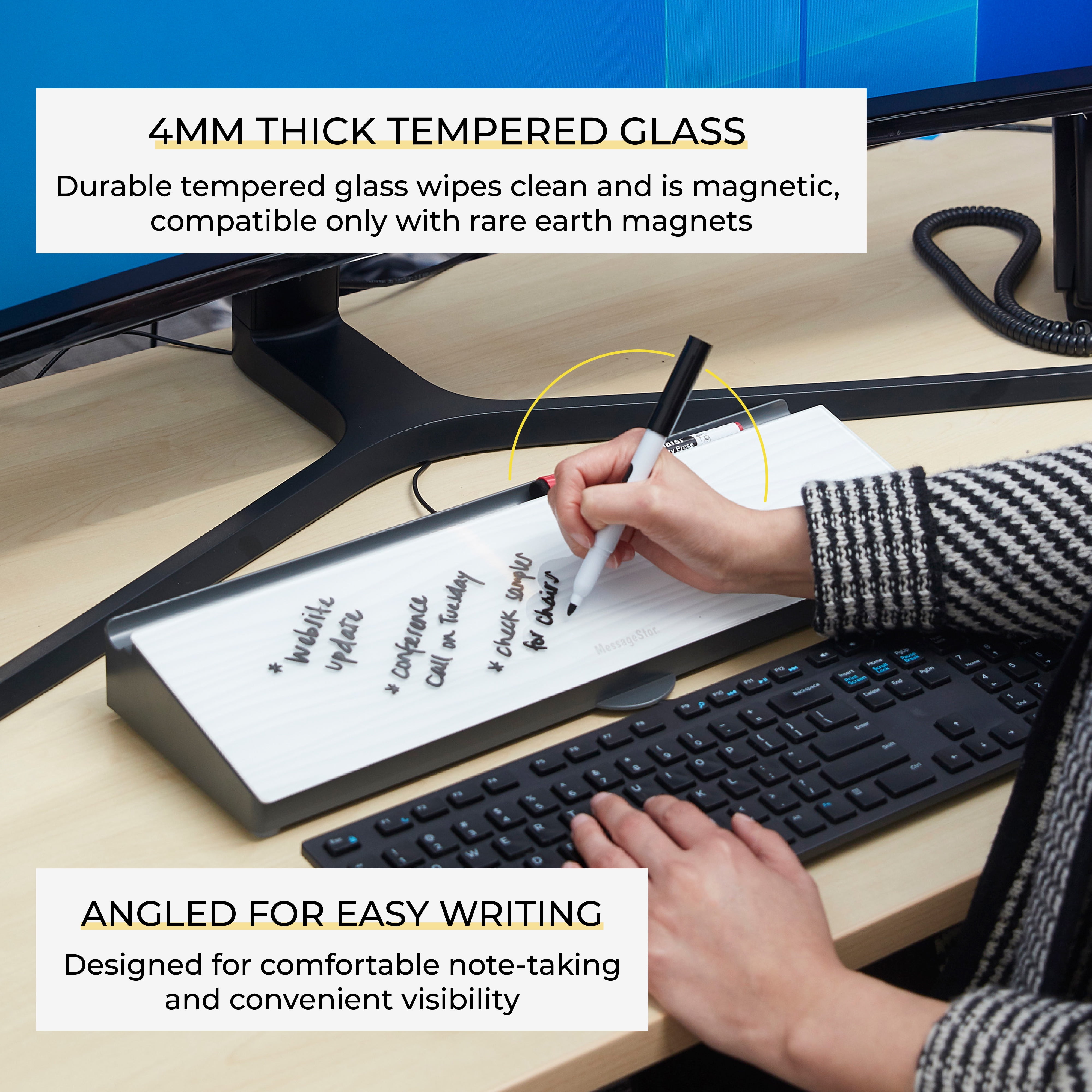 ECR4Kids MessageStor Dry-Erase Keyboard Write and Store, Desk Organization, Waves