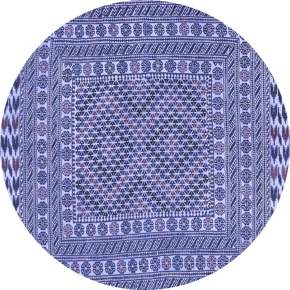Ahgly Company Machine Washable Indoor Round Persian Blue Traditional Area Rugs, 8' Round